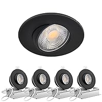 Led Recessed Lighting 3 Inch Gimbal Black LED Canless Lights 8W 700 Lumens IC Rated Adjustable LED Downlight Energy Star ETL Approved (4Pack 3000K Warm White)