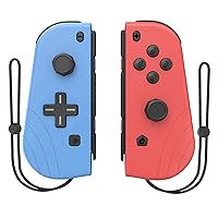 Switch Controllers, Replacement for Joycon Controllers with Grip Dual Shock Wake-Up Plug and Play, (L/R) Controller Compatible for Nintendo Switch/Switch lite (Blue and Red)