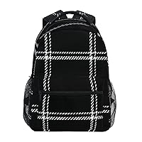 MNSRUU Black White Backpacks for School Elementary,Kid Bookbag Plaid Toddler Backpack