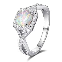Sterling Silver/10K 14K 18K Gold Opal Rings for Women Engraved with Any Name Promise Anniversary Engagement Ring Crafted Jewelry Gifts for Her