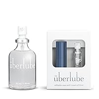 Uberlube Home and Travel Bundle - Navy Travel Lube Kit + 55ml Bottle Silicone Lube, Unscented, Flavorless, Works Underwater - 55ml + Navy Kit