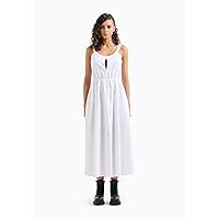 A | X ARMANI EXCHANGE Women's Linen Sleveless Maxi Dress, Optic White