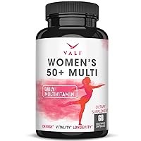 VALI Women’s 50+ Daily Multivitamin. Senior Multi Vitamin & Mineral Supplement for Healthy Women Over 50. Once Daily Essential Total Health Complex Plus Digestive Support Enzymes, 60 Veggie Capsules