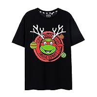 Teenage Mutant Ninja Turtles Mens T-Shirt Raphael Ninja Christmas | Festive TMNT Graphic Black Tee | TMNT Merchandise