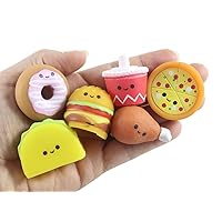 Set of 6 Cute Junk Fast Food Mochi Squishy Snacks - Kawaii - Cute Individually Wrapped Toys - Sensory, Stress, Fidget Party Favor Toy (Set of 6 Random Foods)