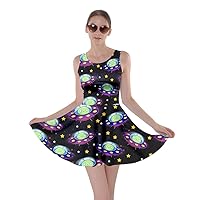 CowCow Womens Rick Morty Meeseeks Destroy Mooncake Final Space Mrs Frizzle Space Skater Dress, XS-5XL