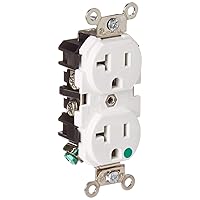 Leviton 8300-W 20-Amp, 125-Volt, Extra Heavy Duty Hospital Grade, Duplex Receptacle, Straight Blade, Self Grounding, White