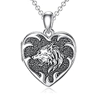 SOULMEET Heart Shaped Lucky Elephant/Koala Bear/Panda/Otter/Cat/Wolf Locket Necklace That Holds 1 or 2 Pictures Photo Sterling Silver Personalized Locket