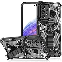 Case for Galaxy A53 5G,Camouflage Military Car Holder Protection [Built-in Kickstand] Magnetic Heavy Duty TPU+PC Shockproof Phone Case for Samsung Galaxy A53 5G (Black White)