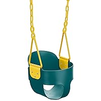 Deluxe High Back Full Bucket Toddler Swing with Exclusive Chain & Triangle Dip Pinch Protection - Green - Squirrel Products