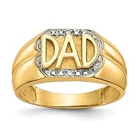 10k Yellow Gold Satin Polished Open back Mens Diamond Dad Ring Size 10.00 Jewelry for Men
