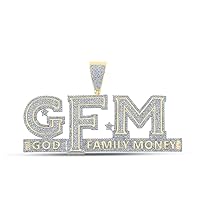 10K Yellow Gold Mens Diamond God Family Money GFM Charm Pendant 3 Ctw.