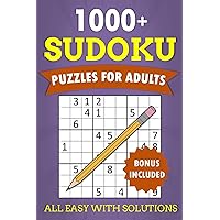1000+ Sudoku Puzzles for Adults - All Easy with Solutions - Bonus Included