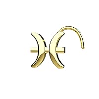 8mm Pisces Zodiac Nose Stud 925 Sterling Silver Metal With 14k Gold Plated Nose Jewelry