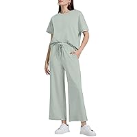 XIEERDUO Women's 2 Piece Outfits For Women Loose Pajamas Pullover Tops And Wide Leg Pants Lounge Sets Tracksuit Sweatsuit