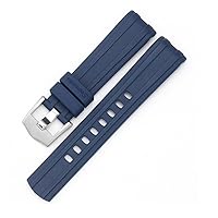 20mm Watch strap Replacement for Omega Seamaster 300 Curved End Fluorous Rubber silicone watchband Stainless steel buckle