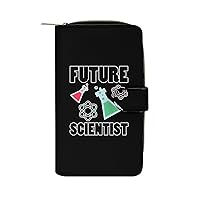Future Scientist PU Leather Wallet Purse Clutch Coin Pocket Money Clip With Card Holder for Women Men