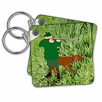 3dRose Key Chains Print of Man Hunting With Dog On Grass (kc-204377-1)