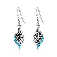 Turquoise Earrings for Women Sterling Silver Leaf Dangle Earring Mother's Day Jewelry Gifts for Teen Girls Wife Daughter Mom Girlfriend Sister