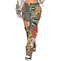 Women's Casual Camo Cargo Pants High Waist Camouflage Jogger Army Pants Sweatpants with Pockets