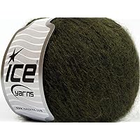 Dark Khaki Green Sale Winter Yarn - Fuzzy Acrylic, Nylon Blend DK Weight Yarn 50 Grams (1.75 Ounces) 160 Meters (174 Yards)