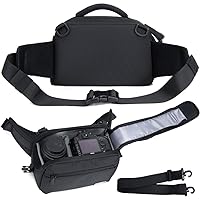 Cwatcun Waist Camera Case DSLR SLR Bag Sling Shoulder Camera Bag Water Resistant Pack for Camera Carrying Case for photographer Hiking Shooting Traveling Men Women