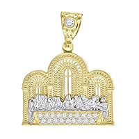 10k Two tone Gold Mens CZ Cubic Zirconia Simulated Diamond Last Supper Religious Charm Pendant Necklace Jewelry Gifts for Men