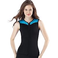 Women Elastic Wetsuit Vest, 3mm Neoprene Sleeveless Front Zip Diving Suit, for Scuba Diving Surfing Snorkeling Swimming