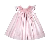 Glorious Catherine Pink Girls Easter Smocked Bishop Dress Lace