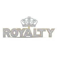 The Diamond Deal 10kt Yellow Gold Mens Baguette Diamond Royalty Crown Charm Pendant 4-5/8 Cttw