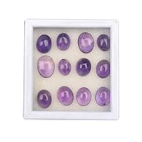 GEMHUB AAA++ Violet Amethyst Loose Gemstones Approx 80 to 100 Ct. Lot of 12 Pcs Natural Amethyst, Oval Cabochon Loose Stones for Jewelry