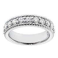 1.00 CT TW Prong Set Diamond Anniversary Wedding Band in 18k White Gold