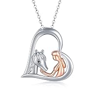 Girls Horse Jewellery 925 Sterling Silver Rose Gold Horse Small Hoop Earrings Chain for Women Girls Hug Horse Jewellery Gift for Women Children Mother Daughter, Sterling Silver