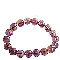 11mm Natural Yellow Purple Ametrine Quartz Crystal Clear Round Beads Women Bracelet AAAAA