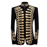 Men Double Breasted Embroidery Court Prince Style Blazer Suit Jacket Stand Collar Wedding Party Prom Blazer