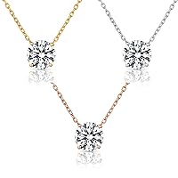 0.50 Carat Round Brilliant Minimalist Diamond Necklace, IGI Certified Solitaire Pendant, 14K Rose Gold Jewelry Necklace Charm Lab Grown F+ / VS+