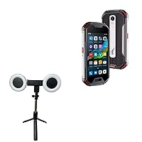 BoxWave Stand and Mount Compatible with Unihertz Atom XL - RingLight SelfiePod, Selfie Stick Extendable Arm with Ring Light - Jet Black
