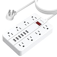 Power Strip Surge Protector with 6 USB Ports,AOFO 5 ft Extension Cord Flat Plug with 8 Widely Spaced Outlets,Wall Mountable Charging Station for Smartphone Tablet Laptop Computer Multiple Devices