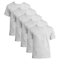 Hanes Ultimate Men's 5-Pack Tagless ComfortSoft Crewneck T-Shirt, Ash, Large