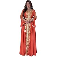Eid Muslim Party Dresses for Women Embroidered Moroccan Dresses Islamic Arabic Abayas