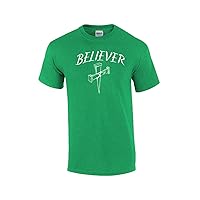 Christian Tee Shirt Believer with Cross Military