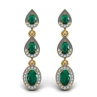 Solid 14k Yellow White Rose Gold Phenomenal looking Emerald Gemstone Earring with Certified Diamond Stunning Gifts For Girls and Womens.