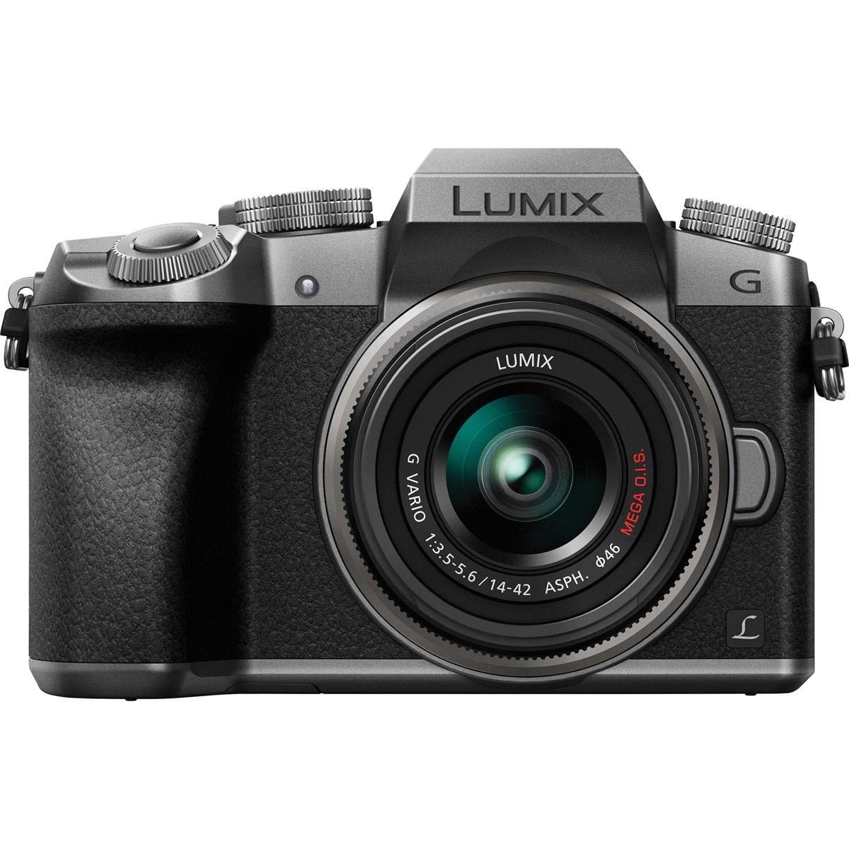 Panasonic Lumix DMC-G7 Mirrorless Micro 4/3s Camera with 14-42mm Lens, Silver - Bundle with Camera Case, 32GB SDHC Card, Cleaning Kit, Memory Wallet, Card Reader, 46mm UV Filter, Software Package