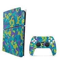 MightySkins Skin Compatible with Playstation 5 Slim Digital Edition Bundle - Summer Camouflage | Protective, Durable, and Unique Vinyl Decal wrap Cover | Easy to Apply | Made in The USA
