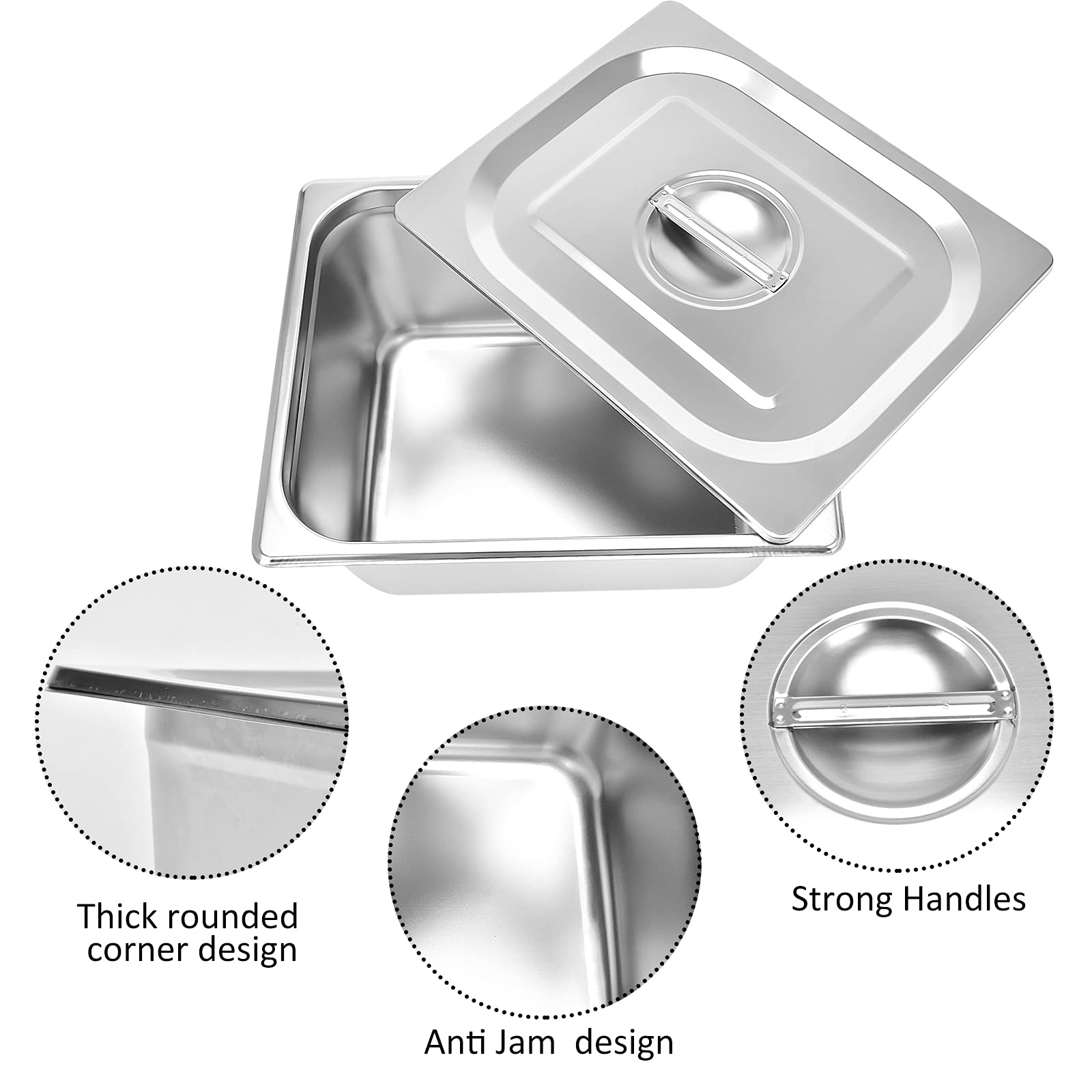 DatingDay 4 Packs Stainless Steam Hotel Pan,1/2 Size x 6