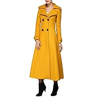 PENER Women's Warm Long Wool Cashmere Winter Coat Thick Double-Breasted Jacket