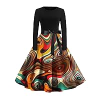 Floral Midi Dress Sexy Fall Outfits for Women Women's Plus Size Flared Dresses Vintage Print Dress A Line Dress