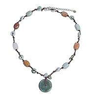 NOVICA Handcrafted Jade Beaded Necklace Cotton Stainless Steel Quartz Green White Pendant Thailand Birthstone 'Ultimate Harmony'