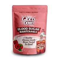 GLUCODOWN, Maintain Healthy Blood Sugar, Delicious Raspberry Tea Mix, Diabetic Friendly, 45 Servings, 1 Resealable Package.