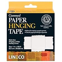 Lineco, Acid-Free Water-Activated Gummed Paper Frame/Hinging Sealing Tape, Neutral PH Adhesive Tape for Picture Frame, 1-Inch x 130-Feet.